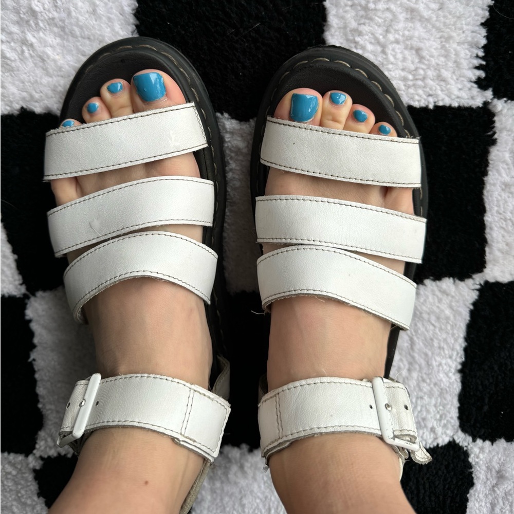 White Dr Marten platform sandals